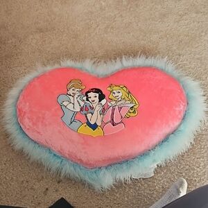 Disneyworld Rare Princess Plush Pink Pillow with Blue Trim